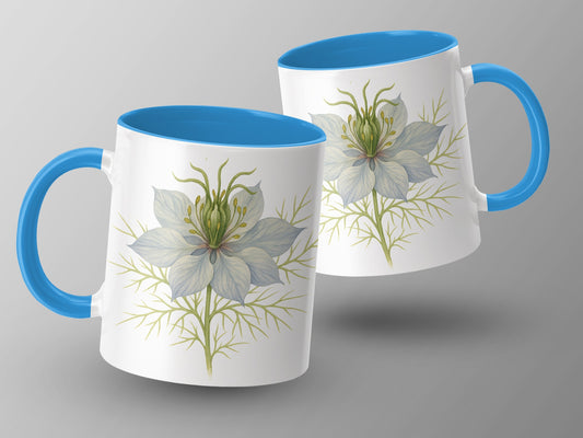 Elegant Floral Design Blue Handle Mug product