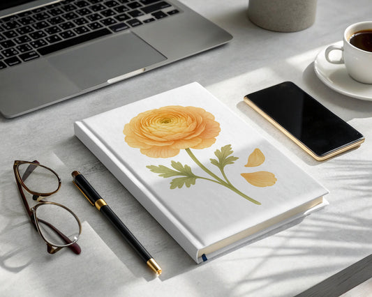 Beautiful Yellow Flower on White Cover Notebook Product