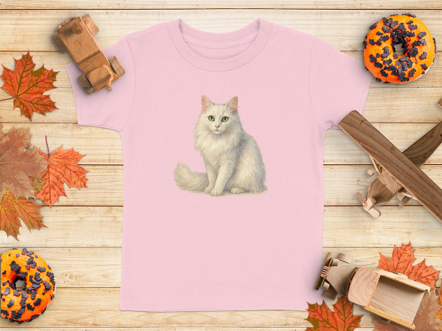 Cute Fluffy Cat Graphic Pink Toddler T-Shirt product type