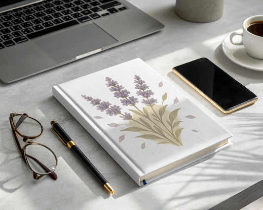 Elegant Lavender Floral Design Hardcover Notebook product type