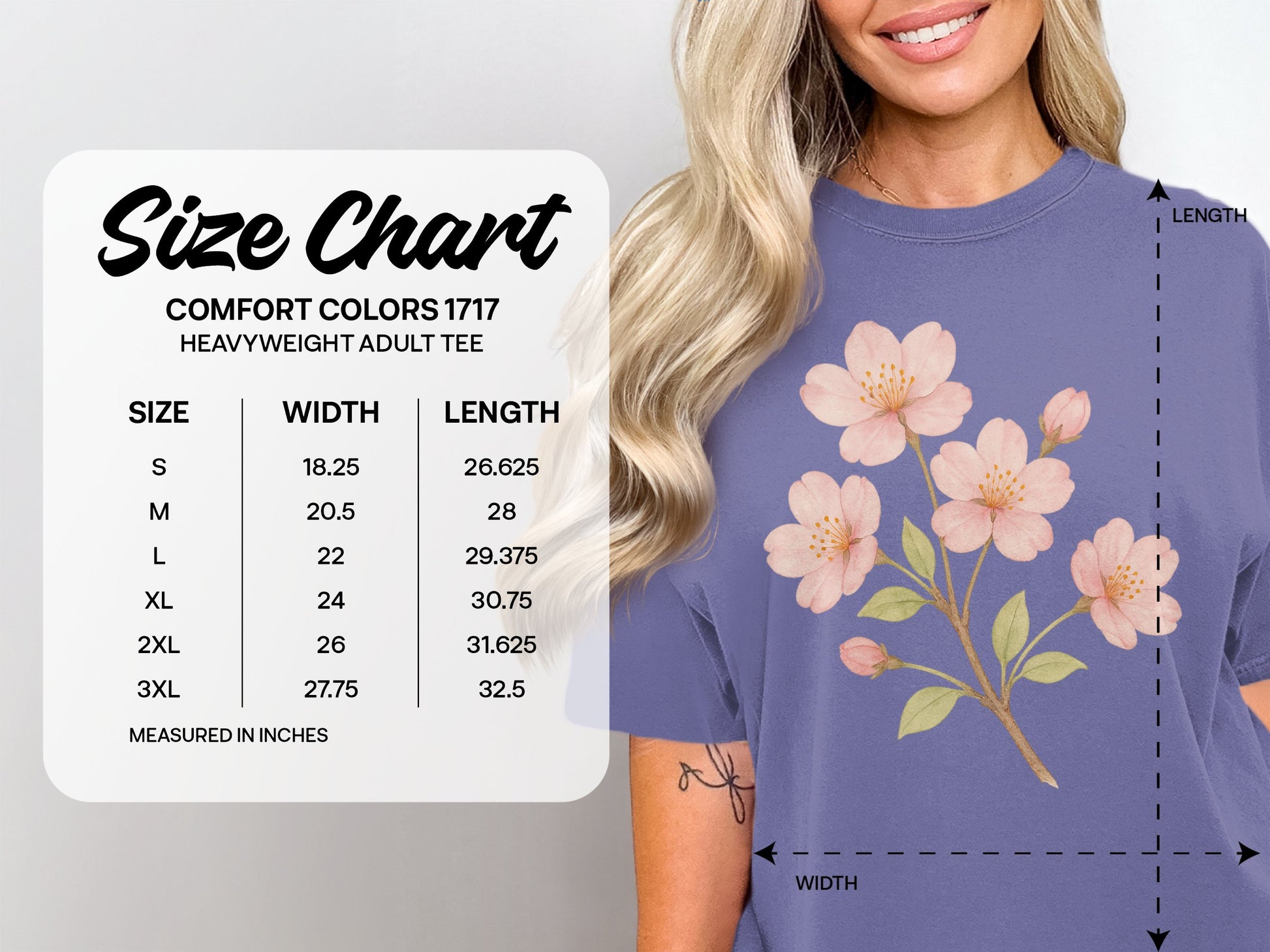 Floral Print Comfort Colors Heavyweight Adult Tee product