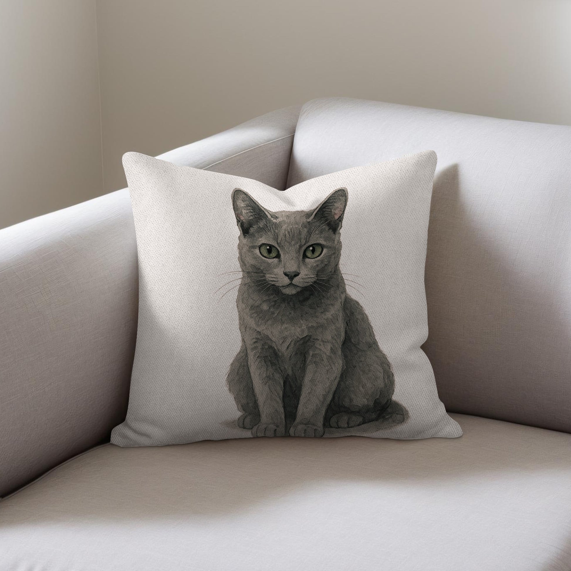 Realistic Grey Cat Print Decorative Throw Pillow product