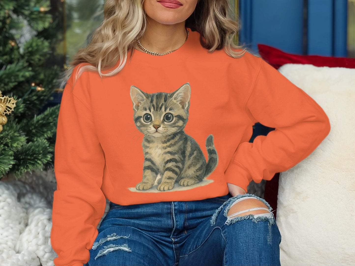 Adorable Kitten Graphic Print Sweatshirt product