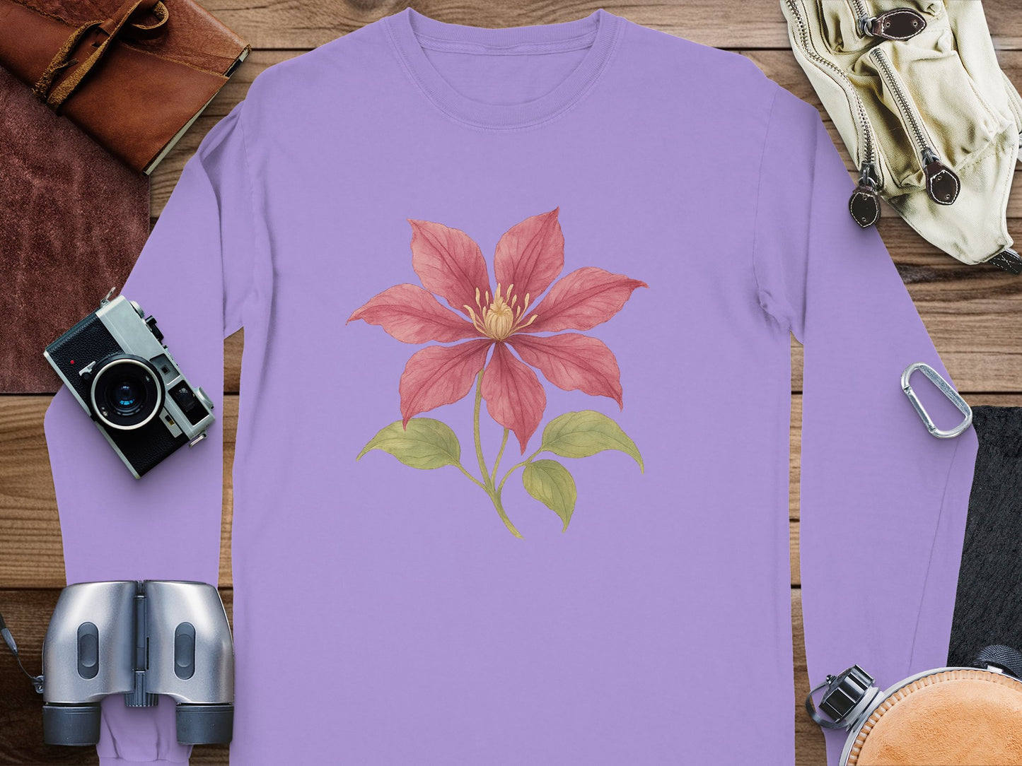 Lavender Long Sleeve Shirt with Flower Print product