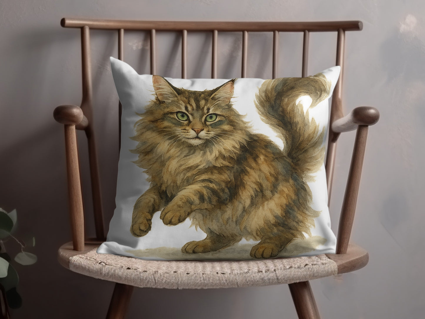 Adorable Fluffy Cat Design Throw Pillow product