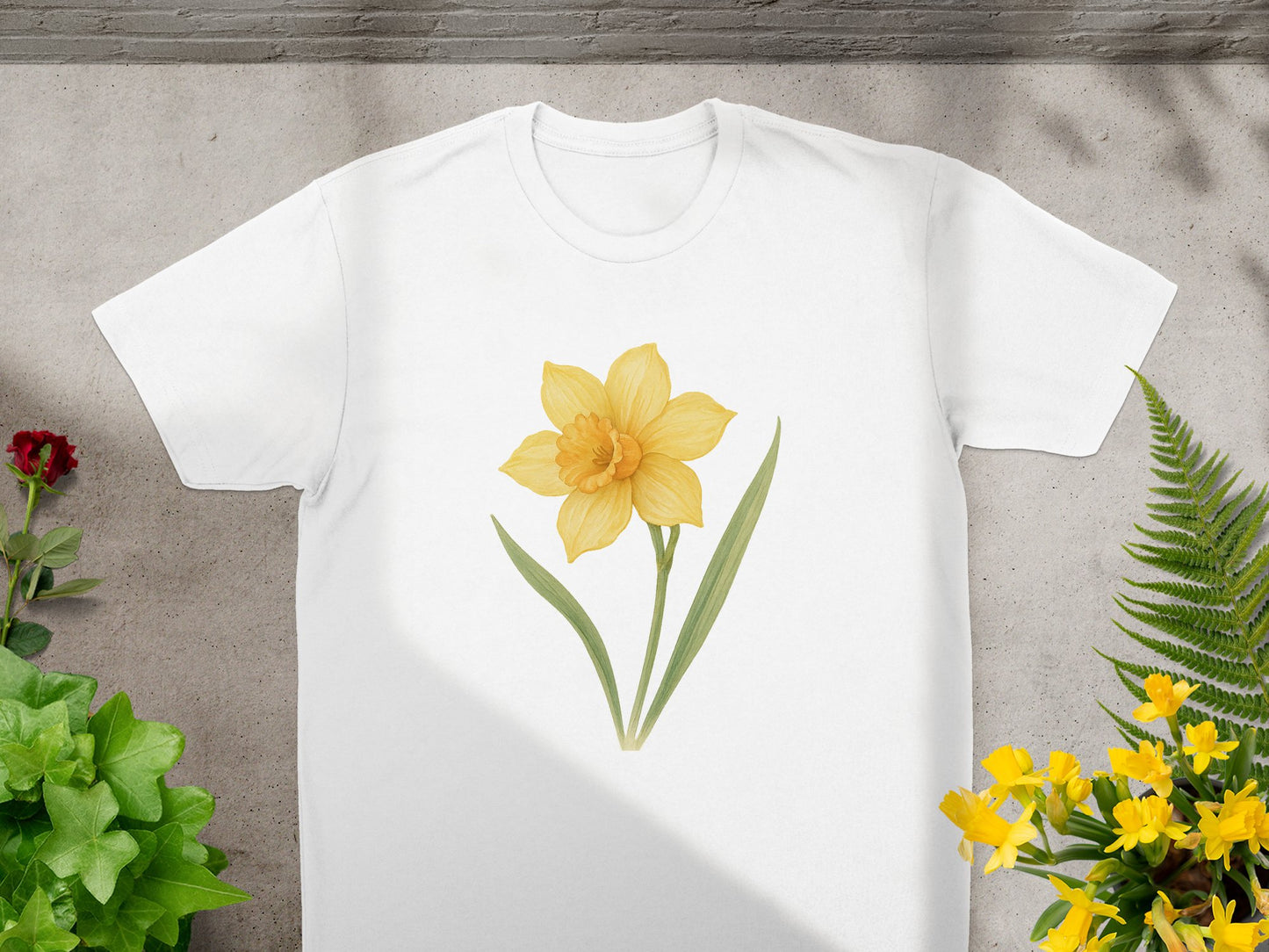 Stylish Daffodil Printed T-Shirt flora printed product type