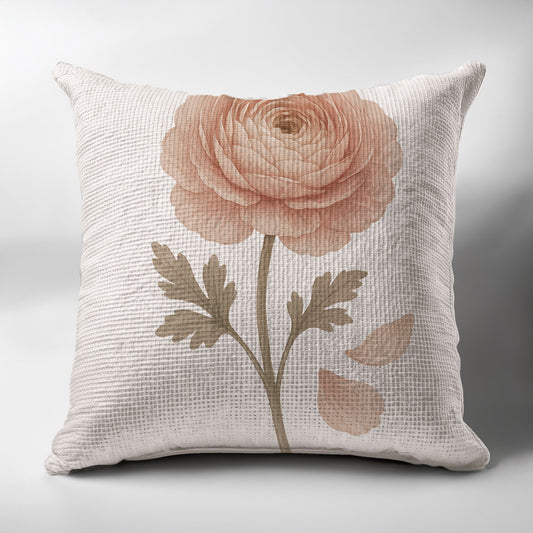 Elegant Peach Flower Print Decorative Cushion product