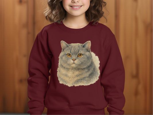Cute Cat Print Maroon Sweatshirt product type