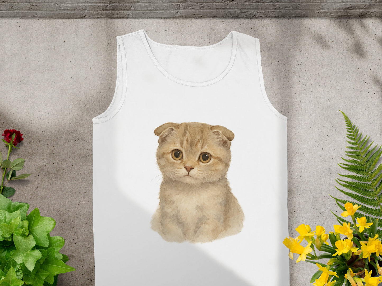 Cute Kitten Design on Stylish White Tank Top product