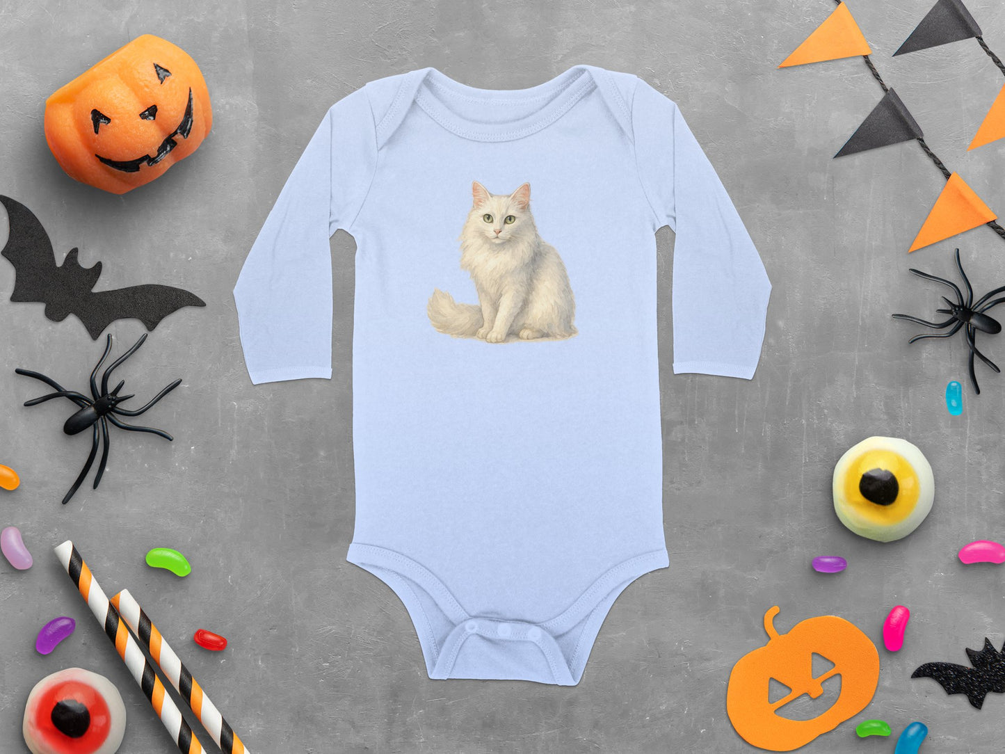 Cute Cat Graphic Long Sleeve Baby Bodysuit product type