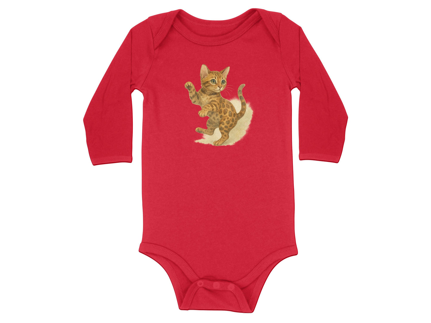 Adorable Red Onesie with Cute Kitten Design Product
