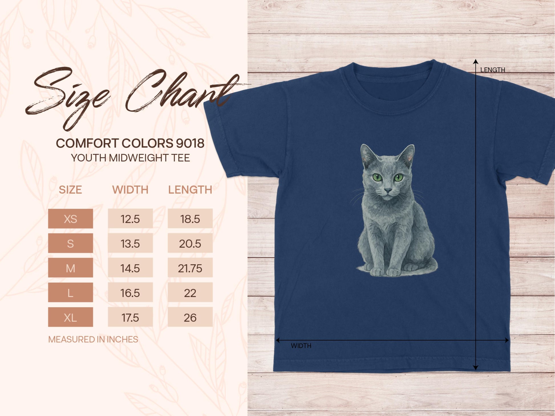 Blue Youth Midweight Tee with Green-eyed Cat product
