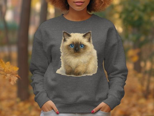 Cute Furry Blue-Eyed Kitten Printed Sweatshirt product