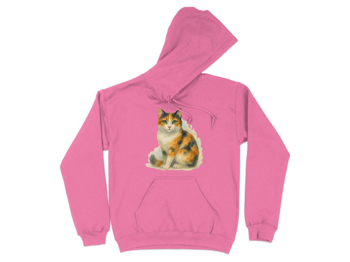 Cute Calico Cat Print on Pink Hoodie product type
