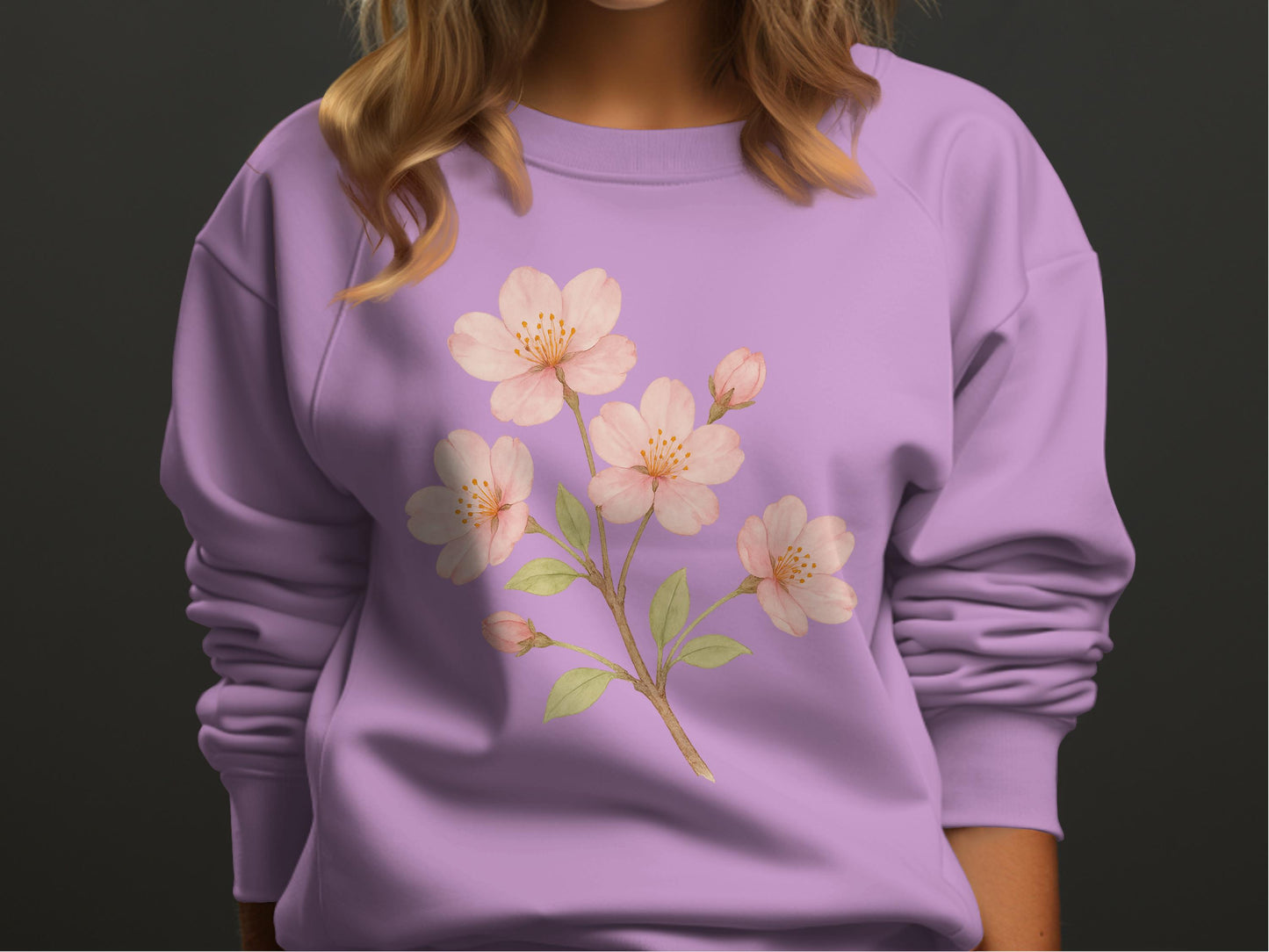 Purple Sweatshirt with Cherry Blossom Print product type