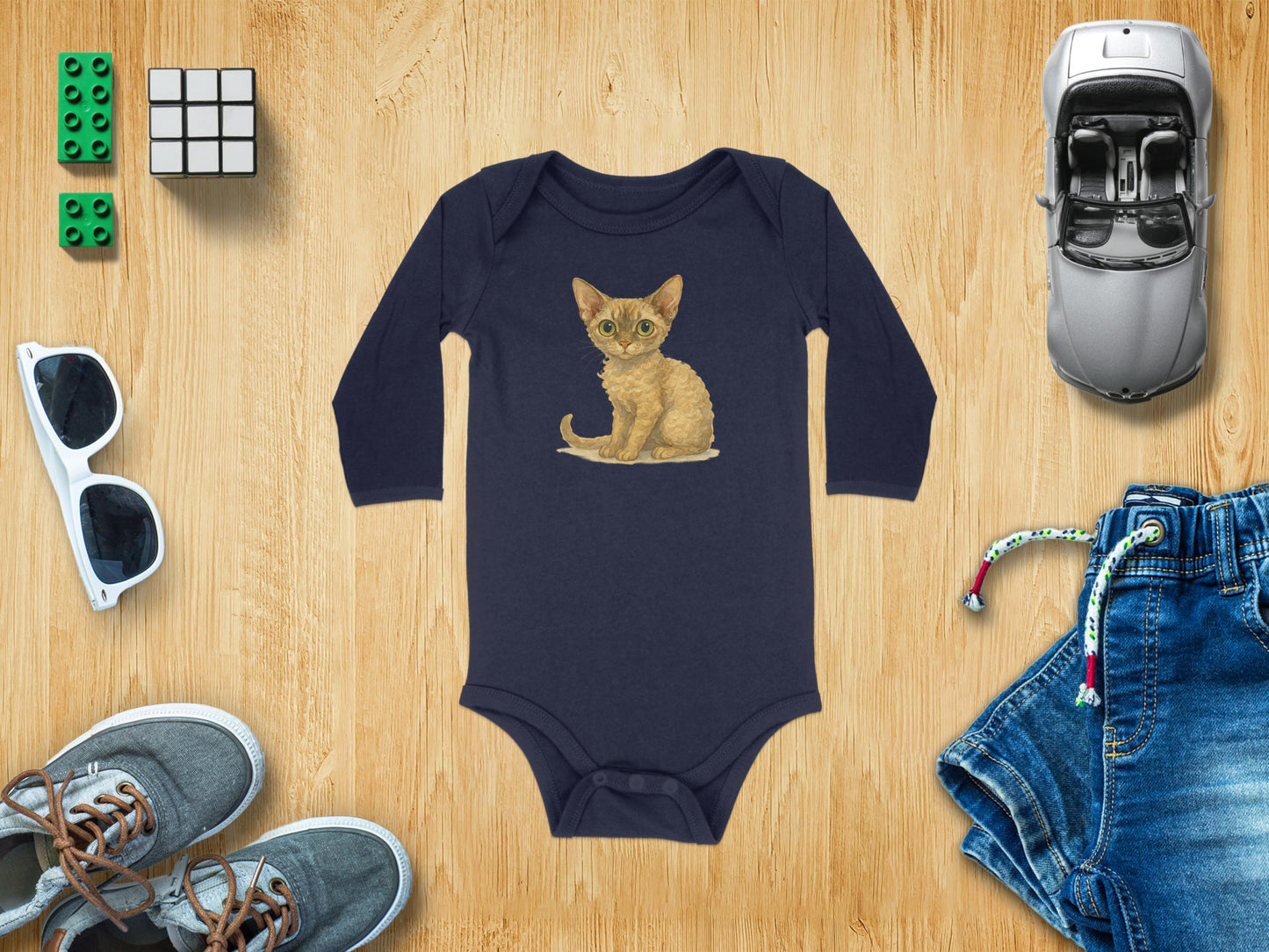 Cute Baby Cat Print Long Sleeve Onesie Baby product