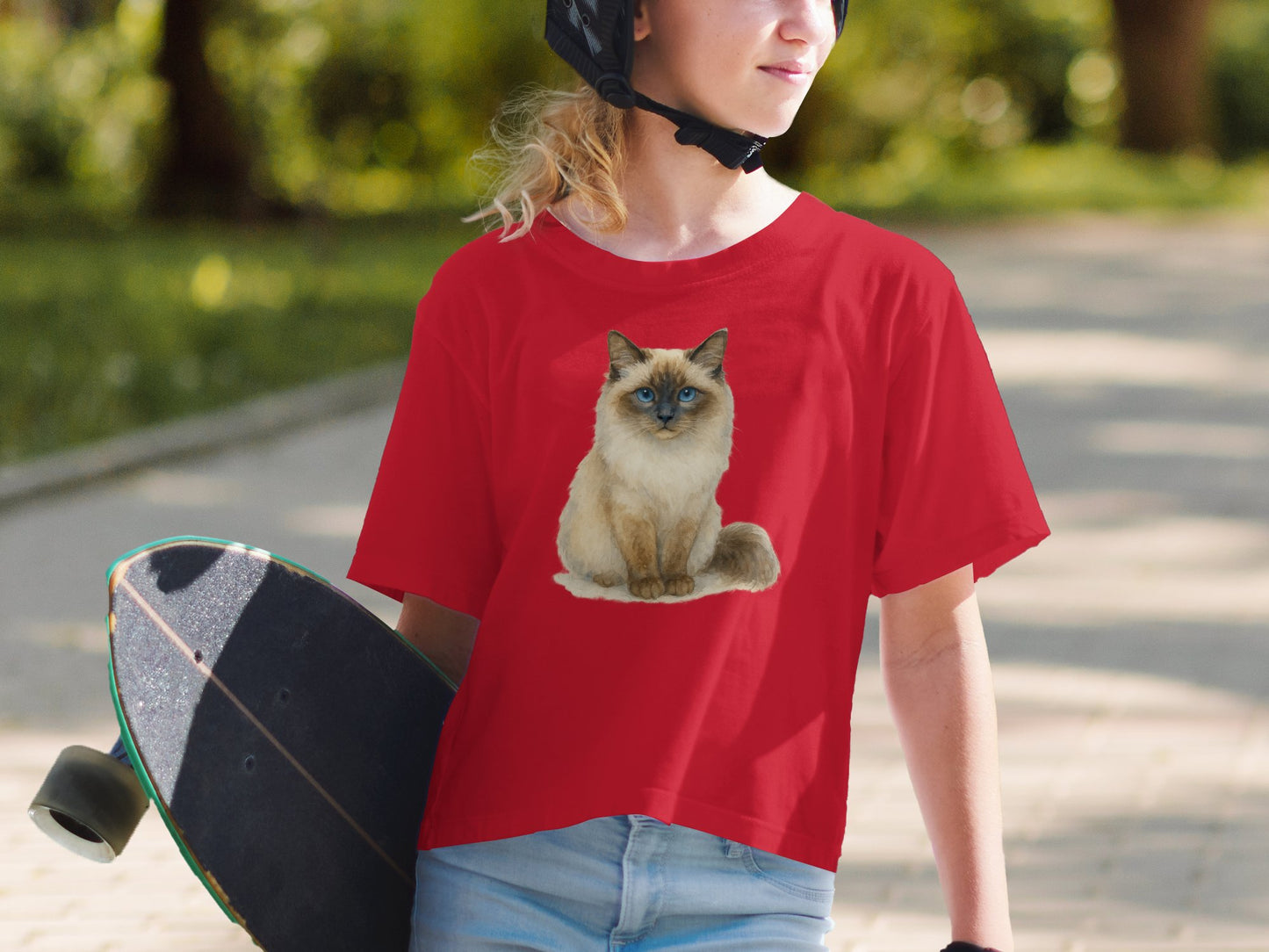 Colorful T-shirt with Cute Cat Illustration product type