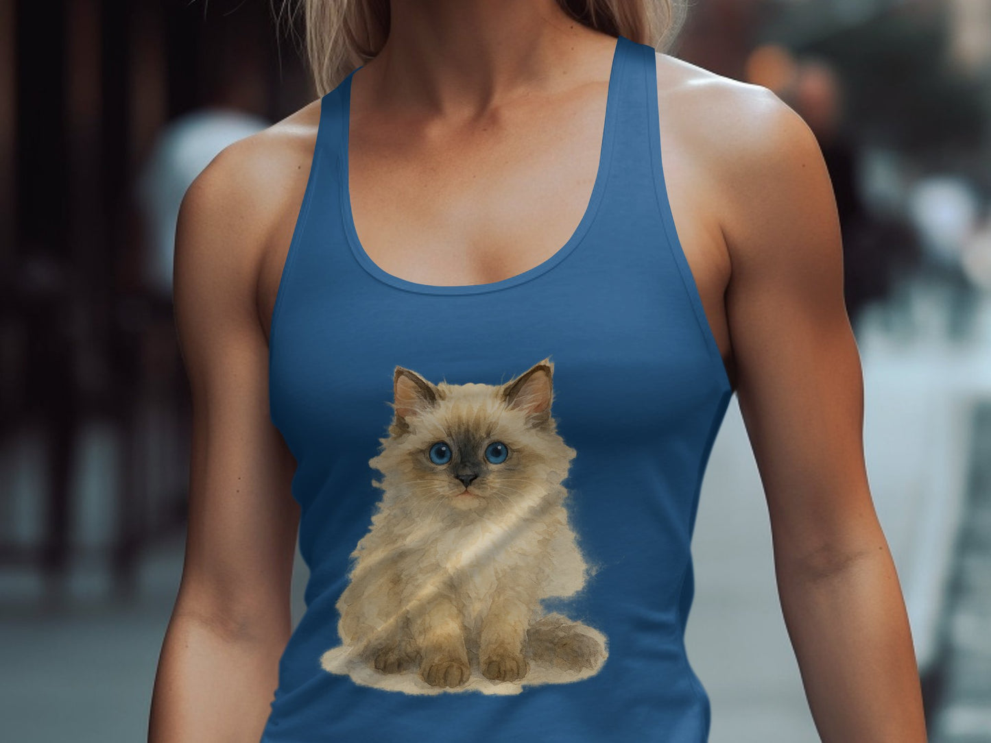 Adorable Blue-Eyed Kitten Design Tank Top product