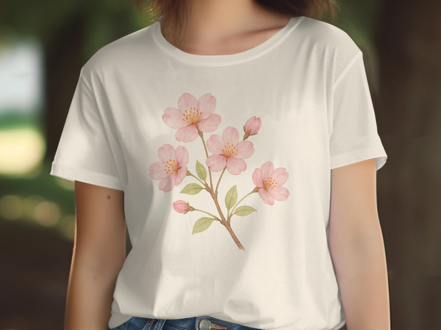 Cherry Blossom Floral Graphic Casual Tee product type