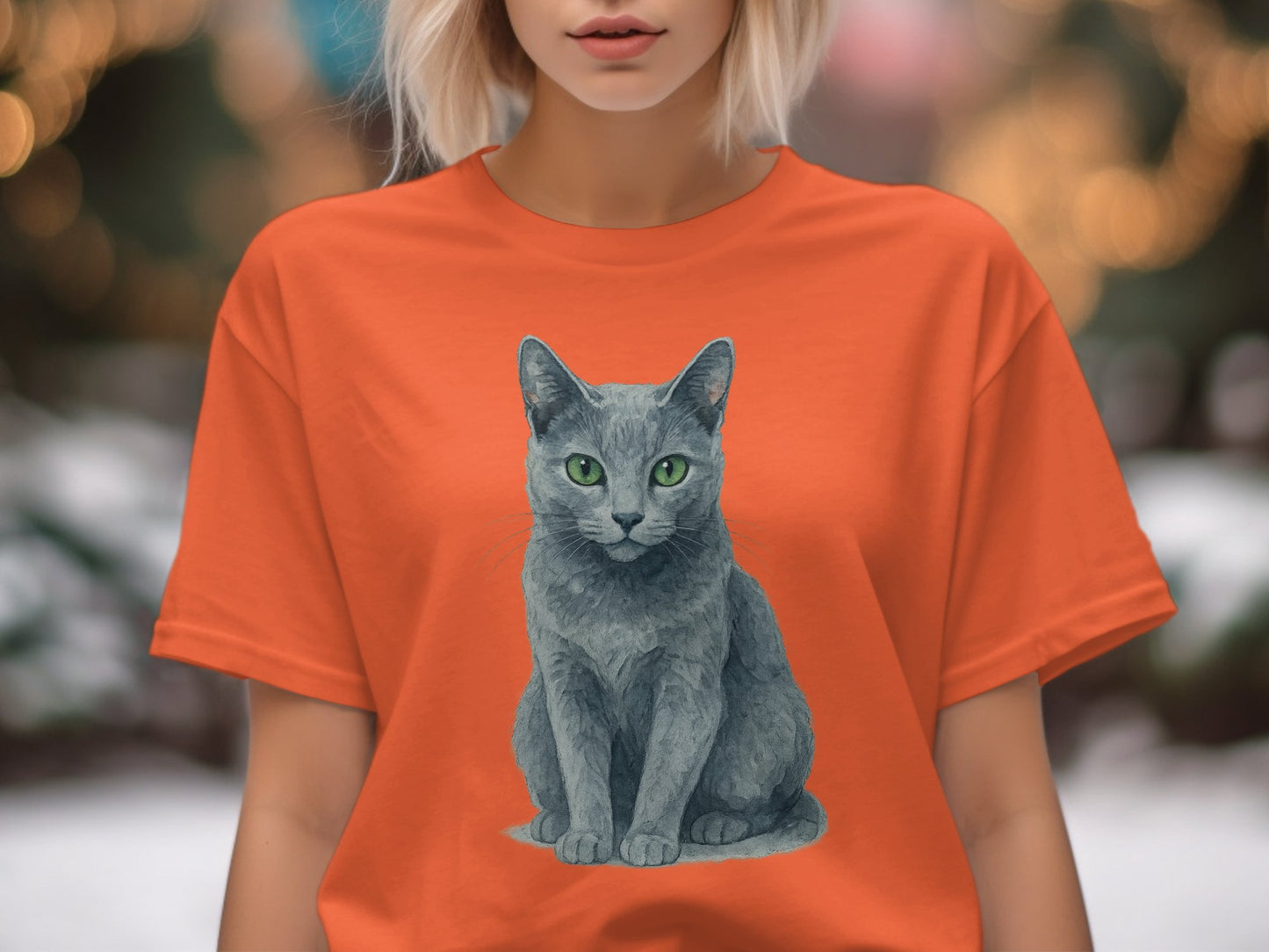 Cat Graphic Bright Orange Short Sleeve Shirt product