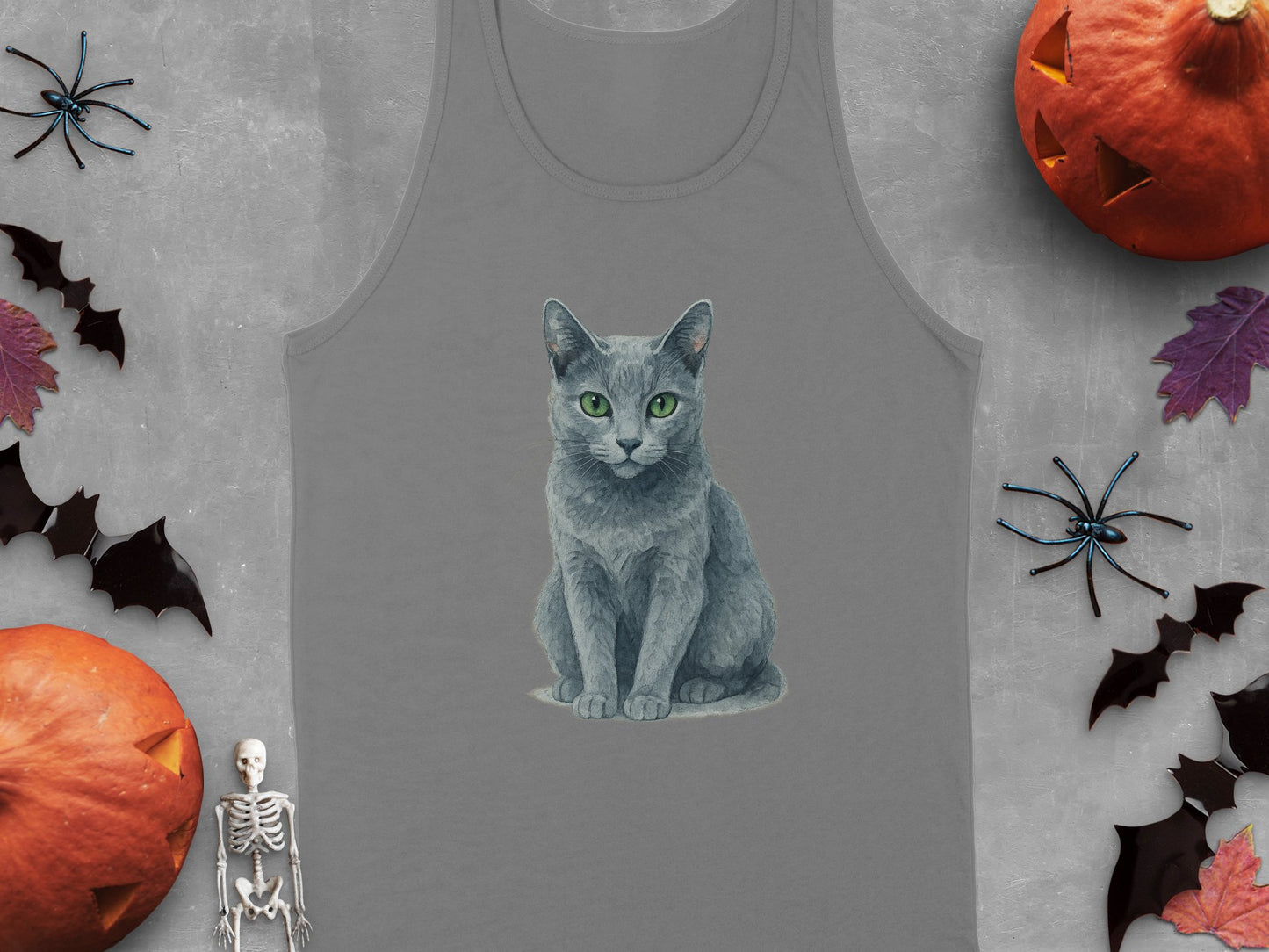 Grey Tank Top Featuring Realistic Cat Print product type