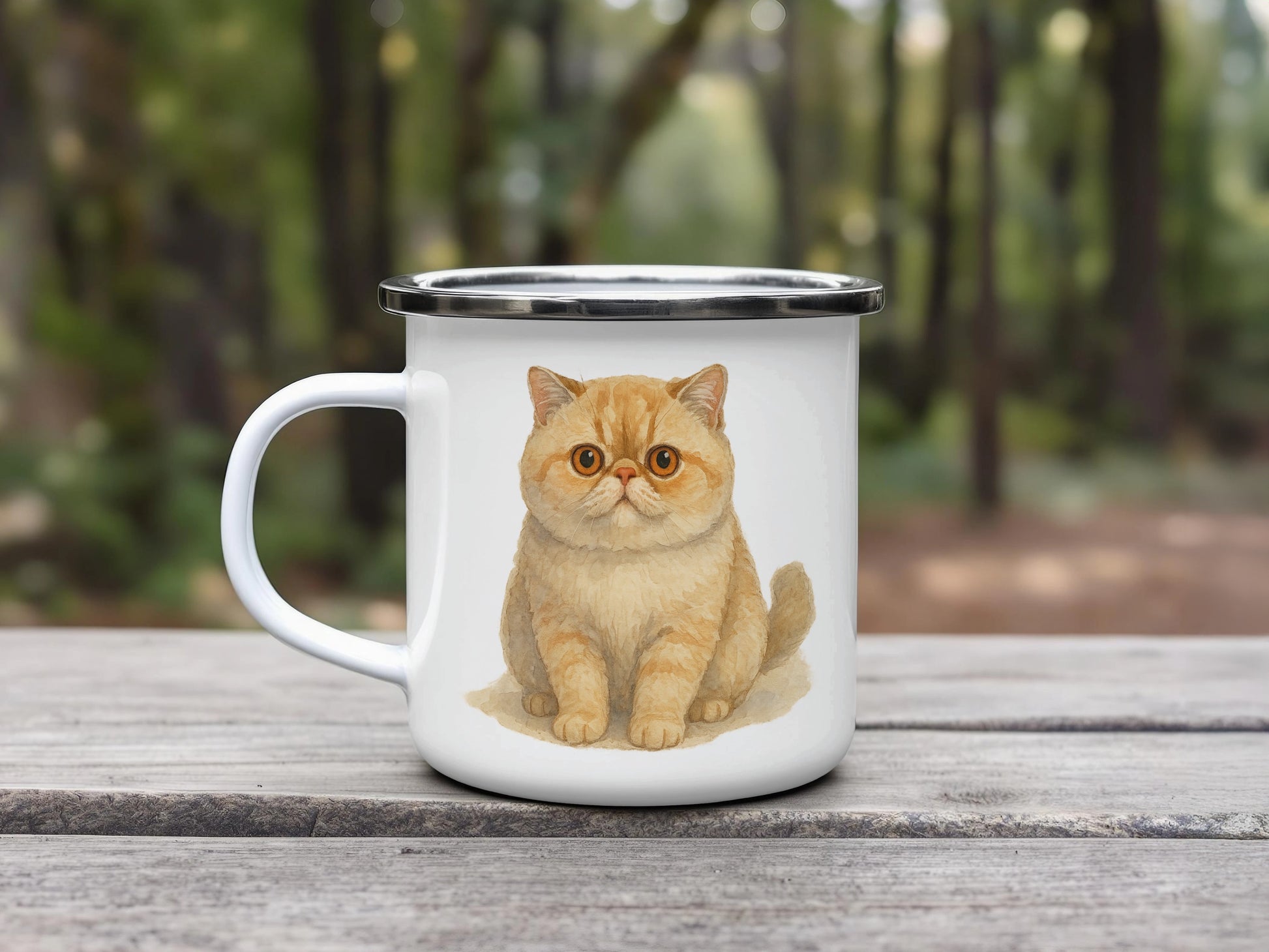 Adorable Cat Design Enamel Mug Perfect Novelty Product