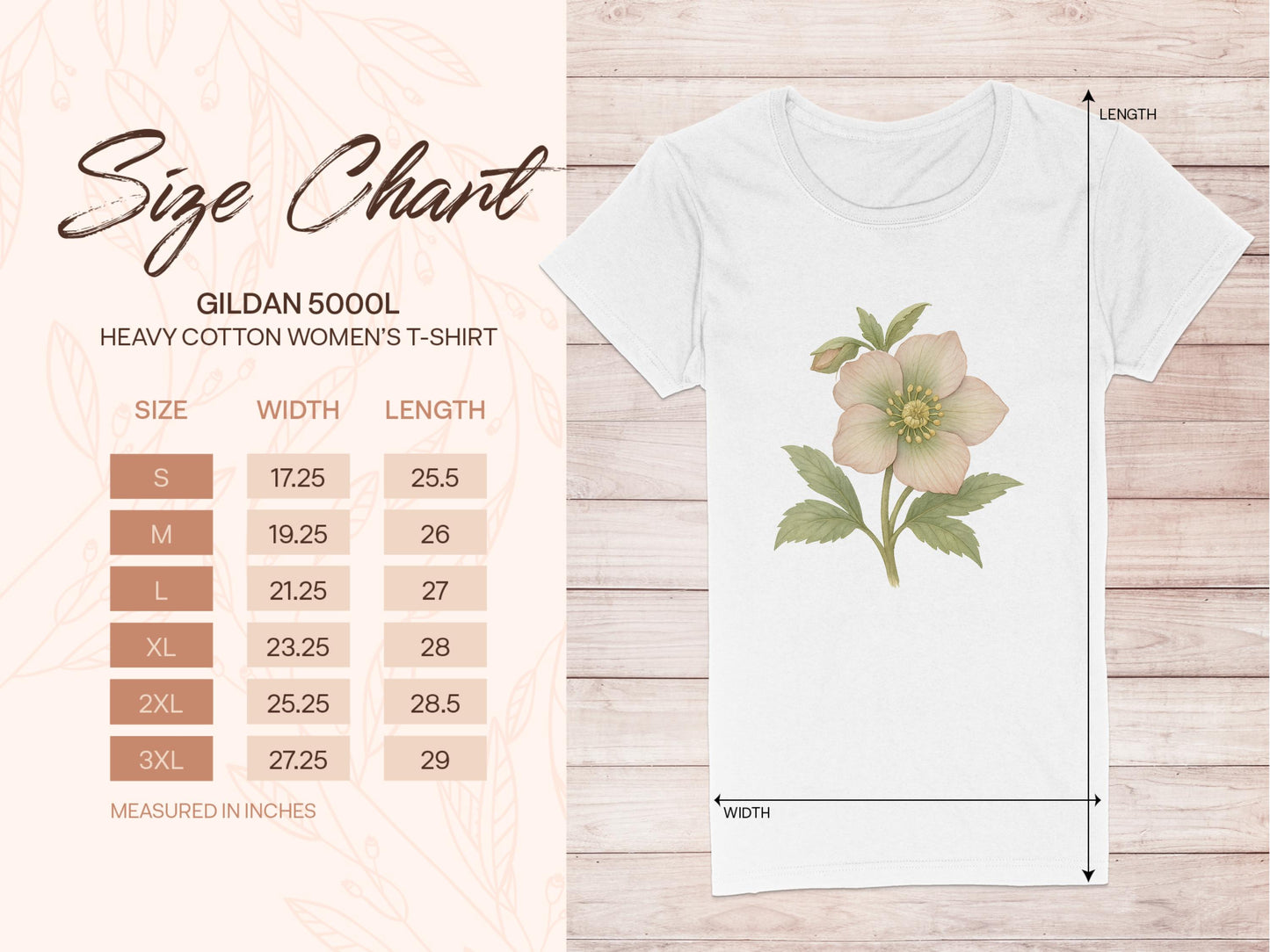 Floral Graphic Gildan 5000L Heavy Cotton T-shirt product