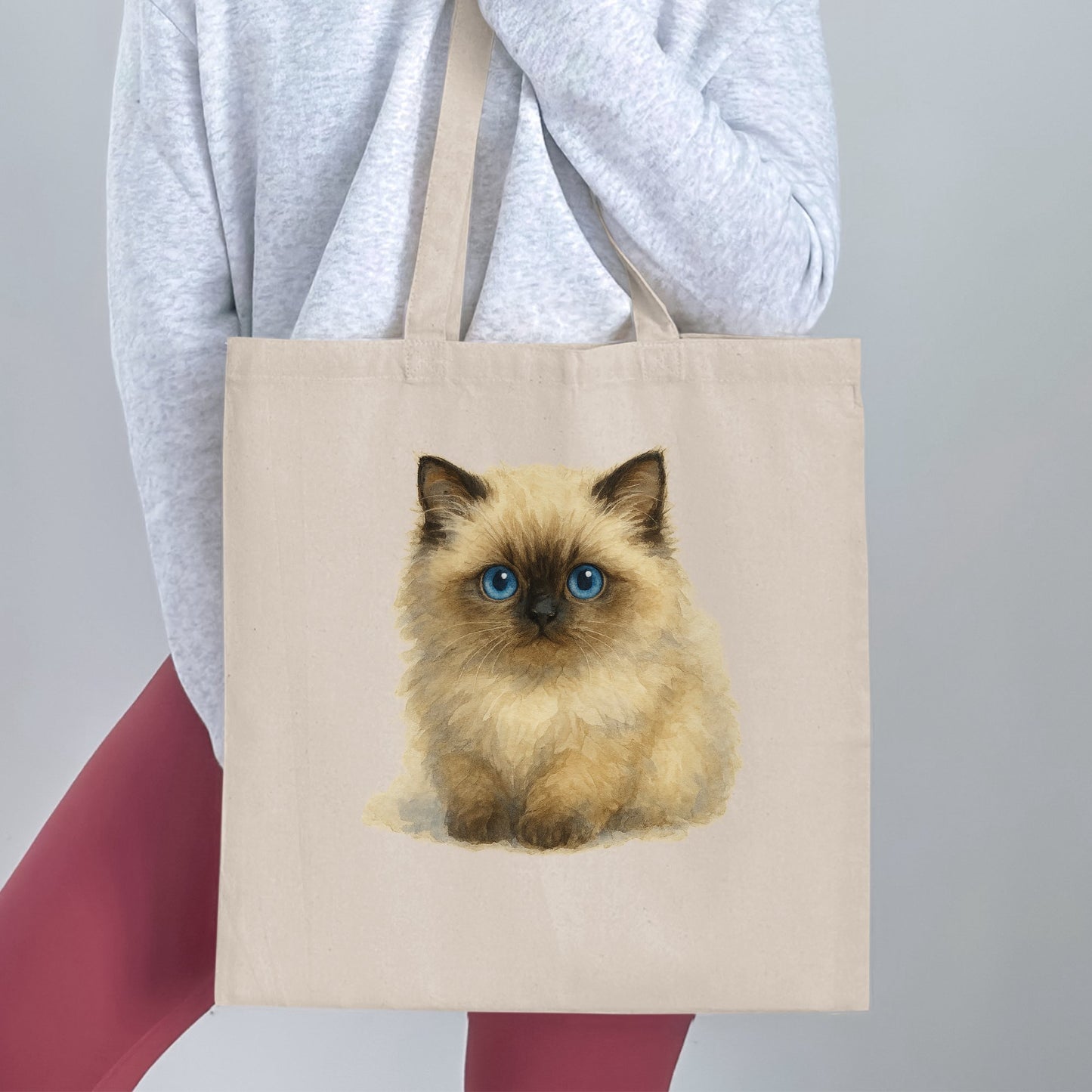 Cute Blue Eyed Fluffy Kitten Design Tote Bag product type