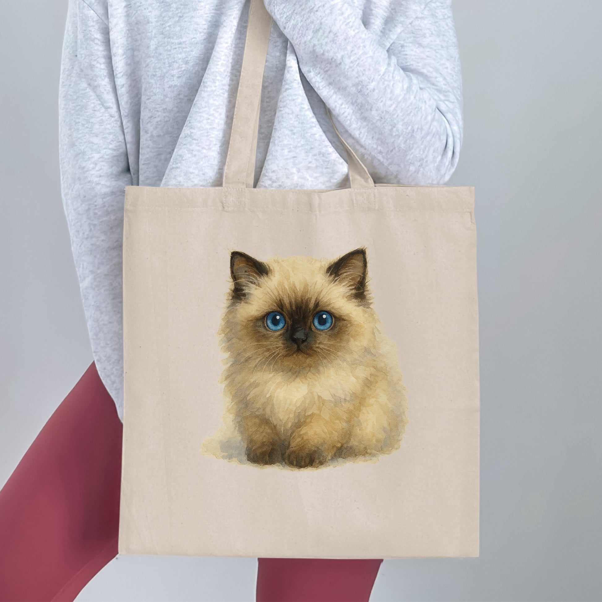 Cute Blue Eyed Fluffy Kitten Design Tote Bag product type