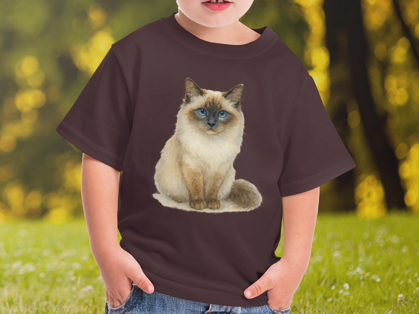 Cute Fluffy Cat Print Graphic Kids T-shirt product type