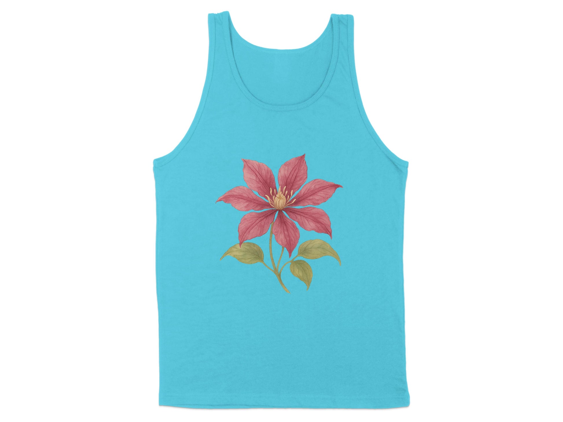 Beautiful Blue Tank Top with Red Flower product type