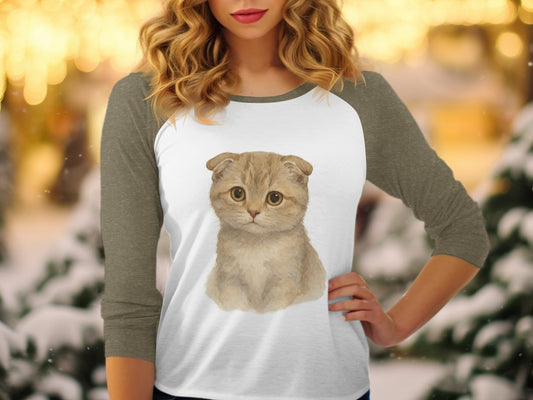 Cute Scottish Fold Cat Print Long Sleeve Shirt product