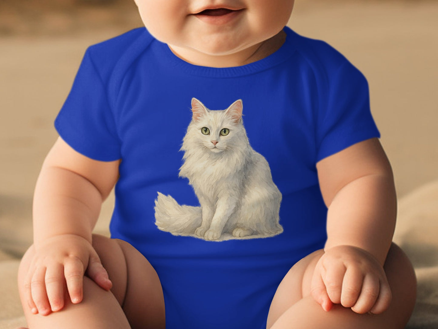 Adorable Cat Print Blue Baby Bodysuit Comfortable Product