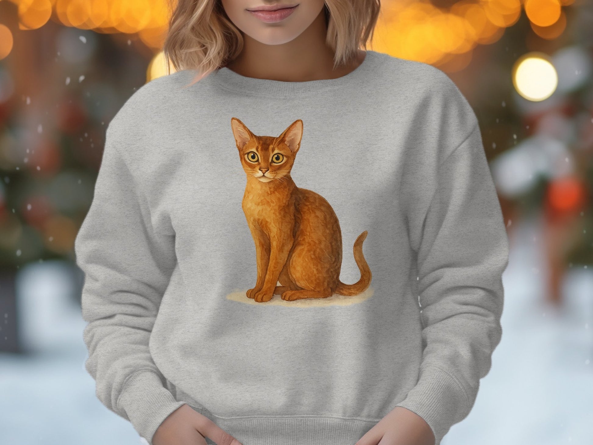 Cozy Gray Sweatshirt Featuring Serene Cat Design product type