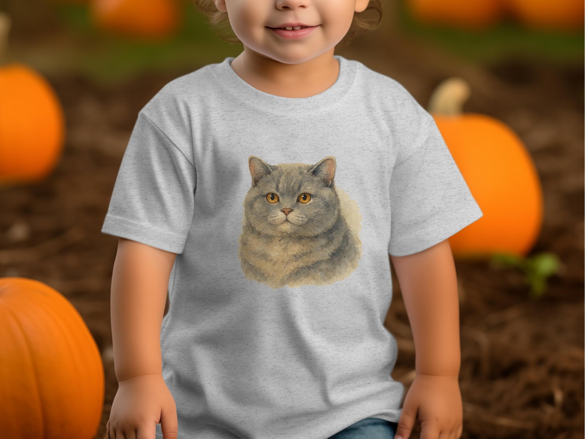 Cute Cat Portrait Design on Grey Toddler T-Shirt product