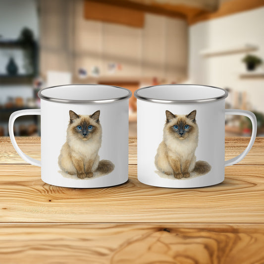 Blue Eyed Siamese Cat Print White Mug product