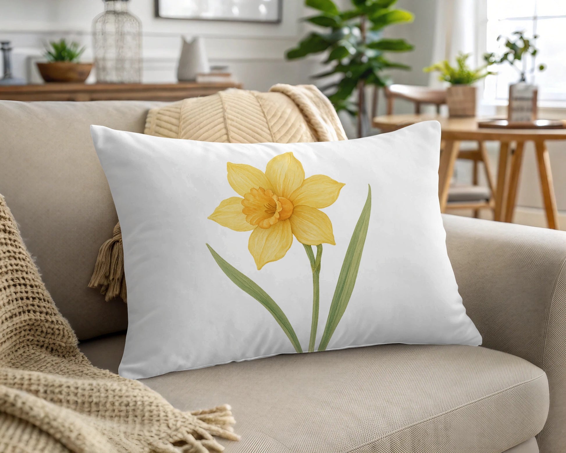 Daffodil Print Decorative Throw Pillow Home Decor product type