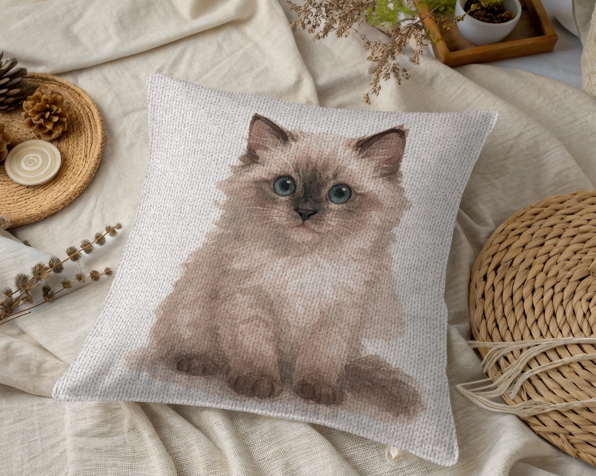 Adorable Fluffy Cat Decorative Pillow product