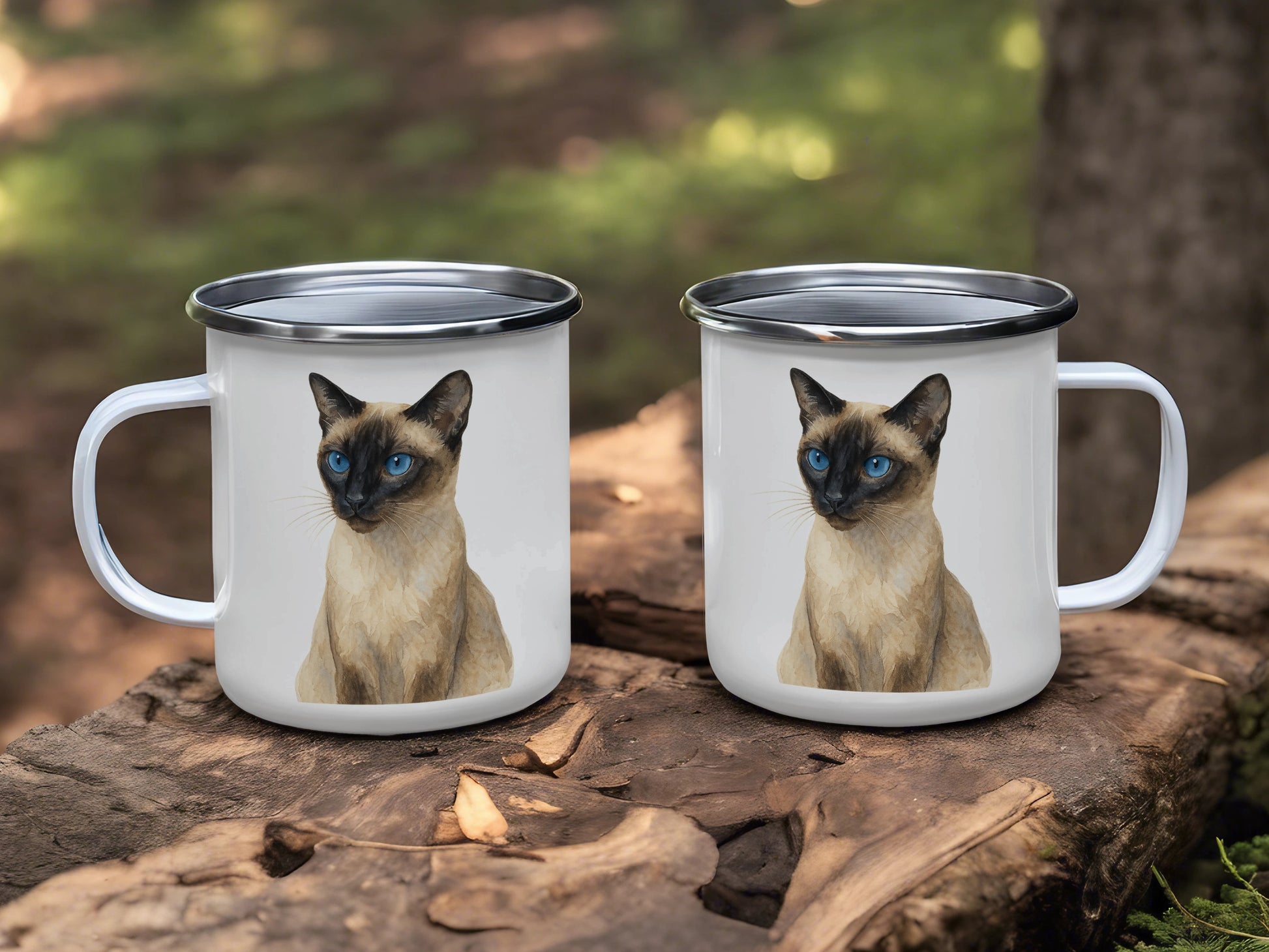 Cute Siamese Cat Print Enamel Camping Mug product type