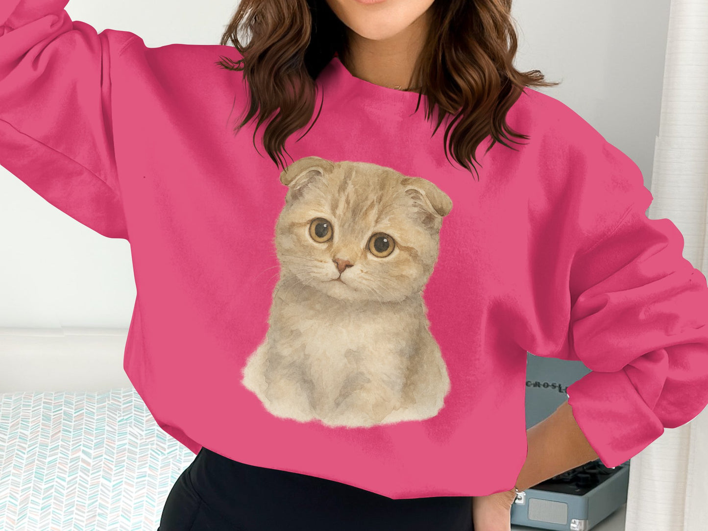 Adorable Kitty Print on Bright Pink Sweatshirt product