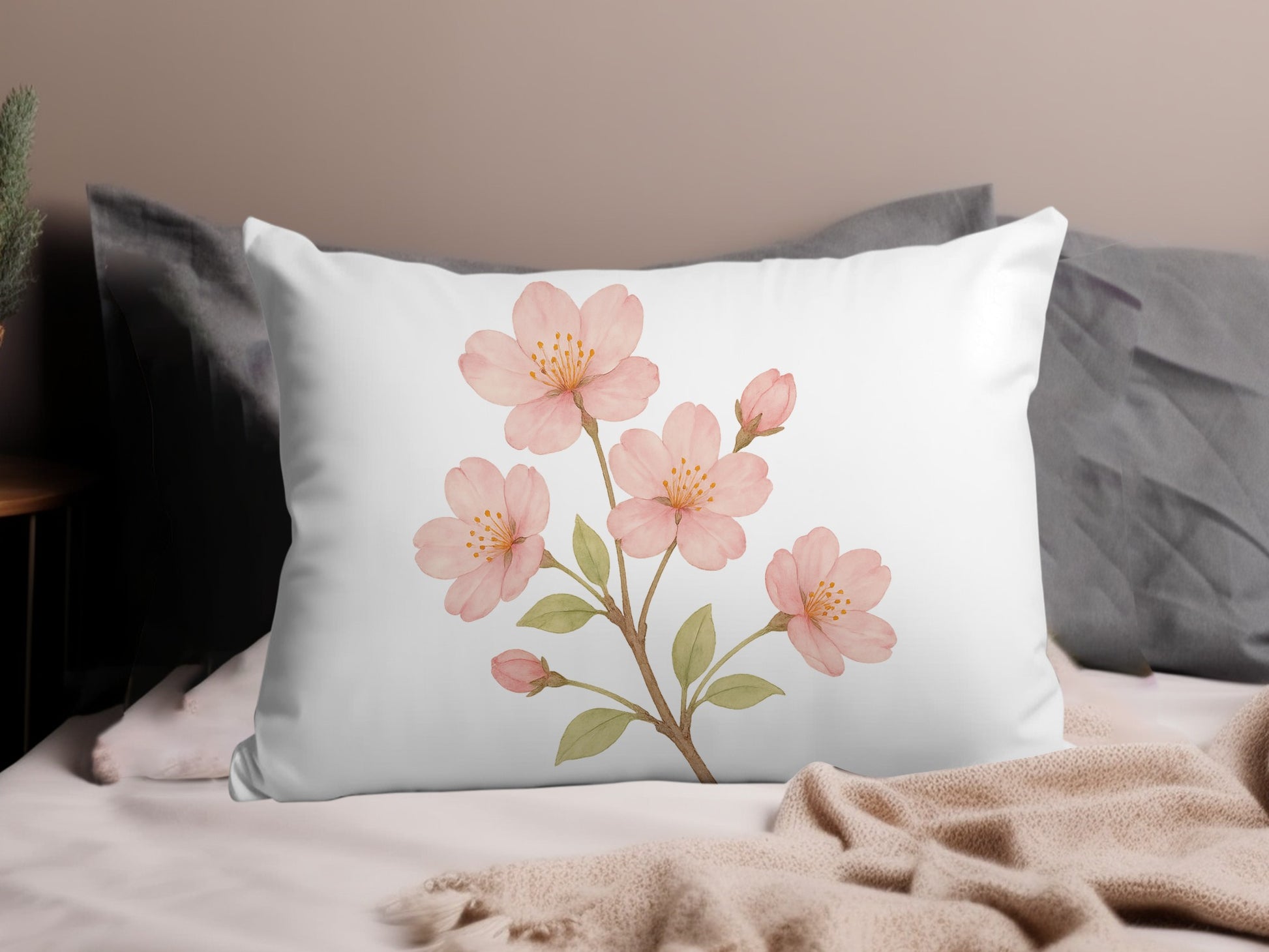Beautiful Pink Flower Print Pillow Case product type