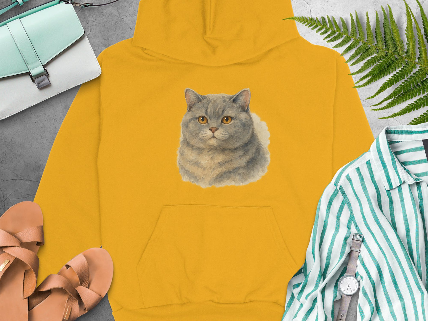 Cozy Hoodie with Adorable Cat Graphic Design product type