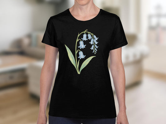 Beautiful Bluebell Flowers Design on Black Shirt product type