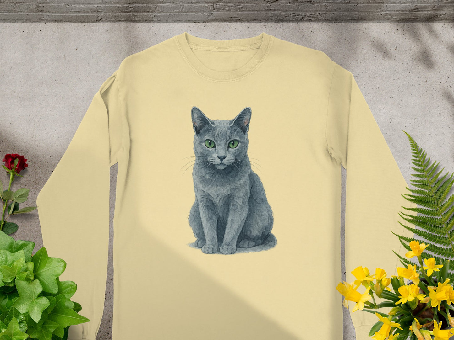 Realistic Gray Cat Print Casual Long Sleeve product type