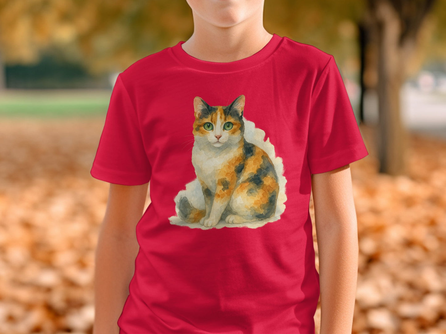 Adorable Calico Cat Art Design Youth T-Shirt product type