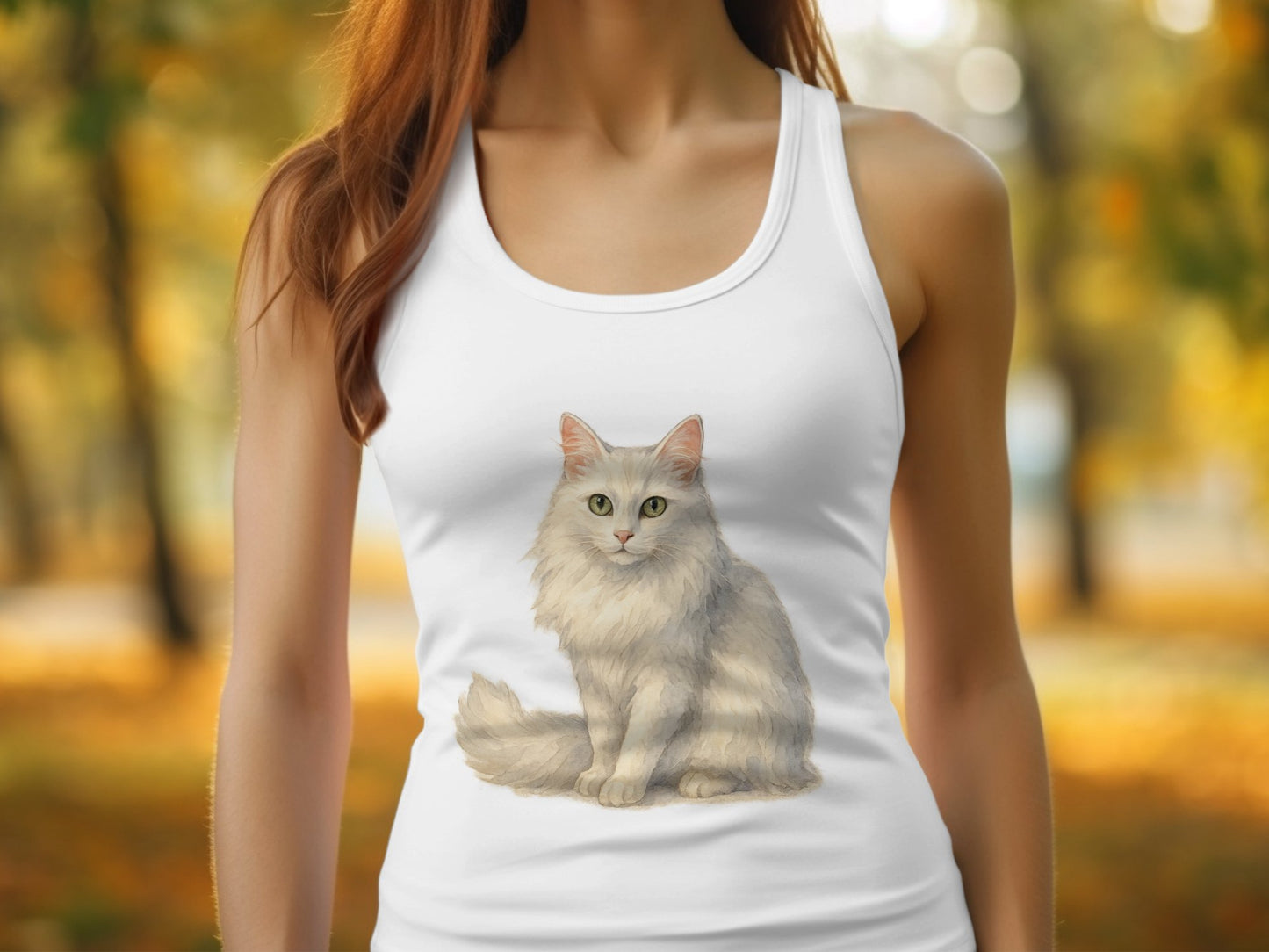 Cute Fluffy Cat White Women's Tank Top product
