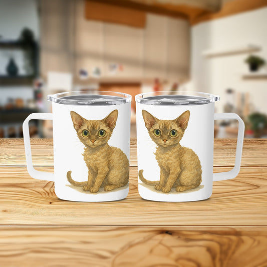 Cute Curly Haired Kitten Artwork Travel Mug product