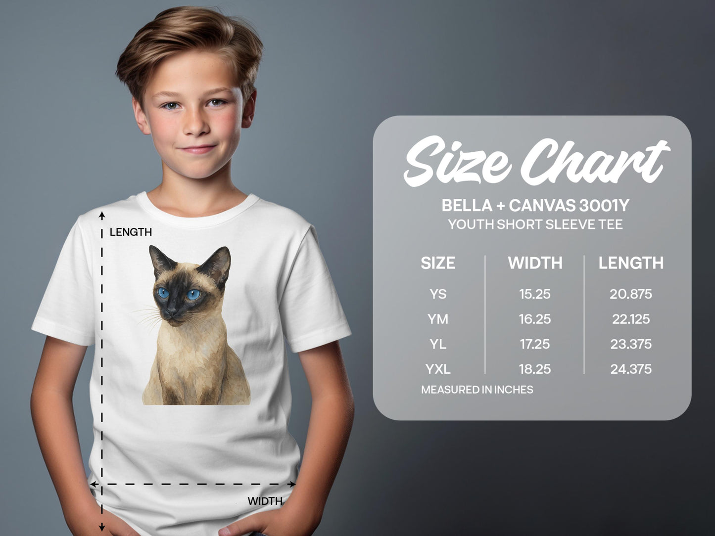 Youth short sleeve tee cat size chart product