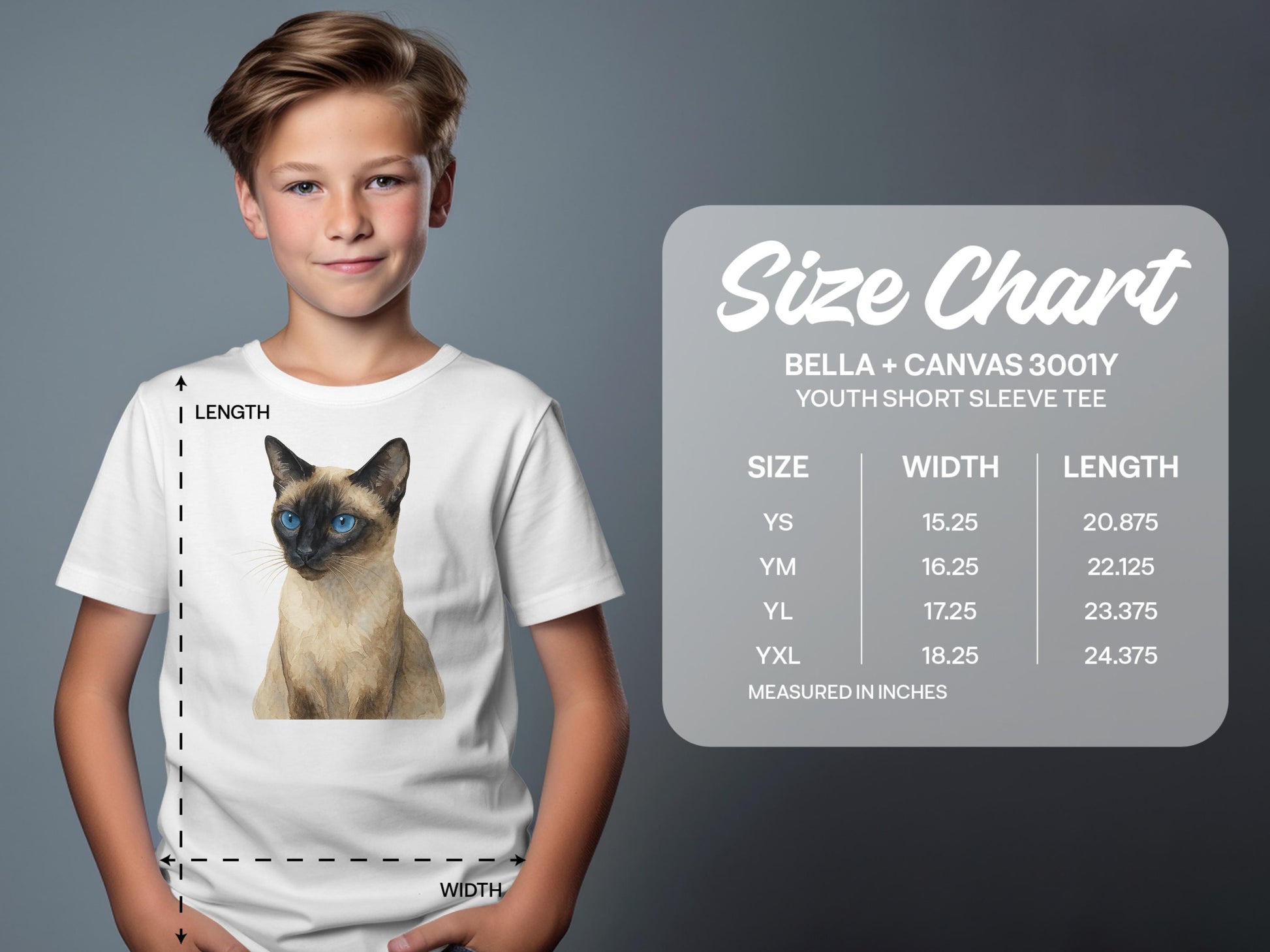 Youth short sleeve tee cat size chart product