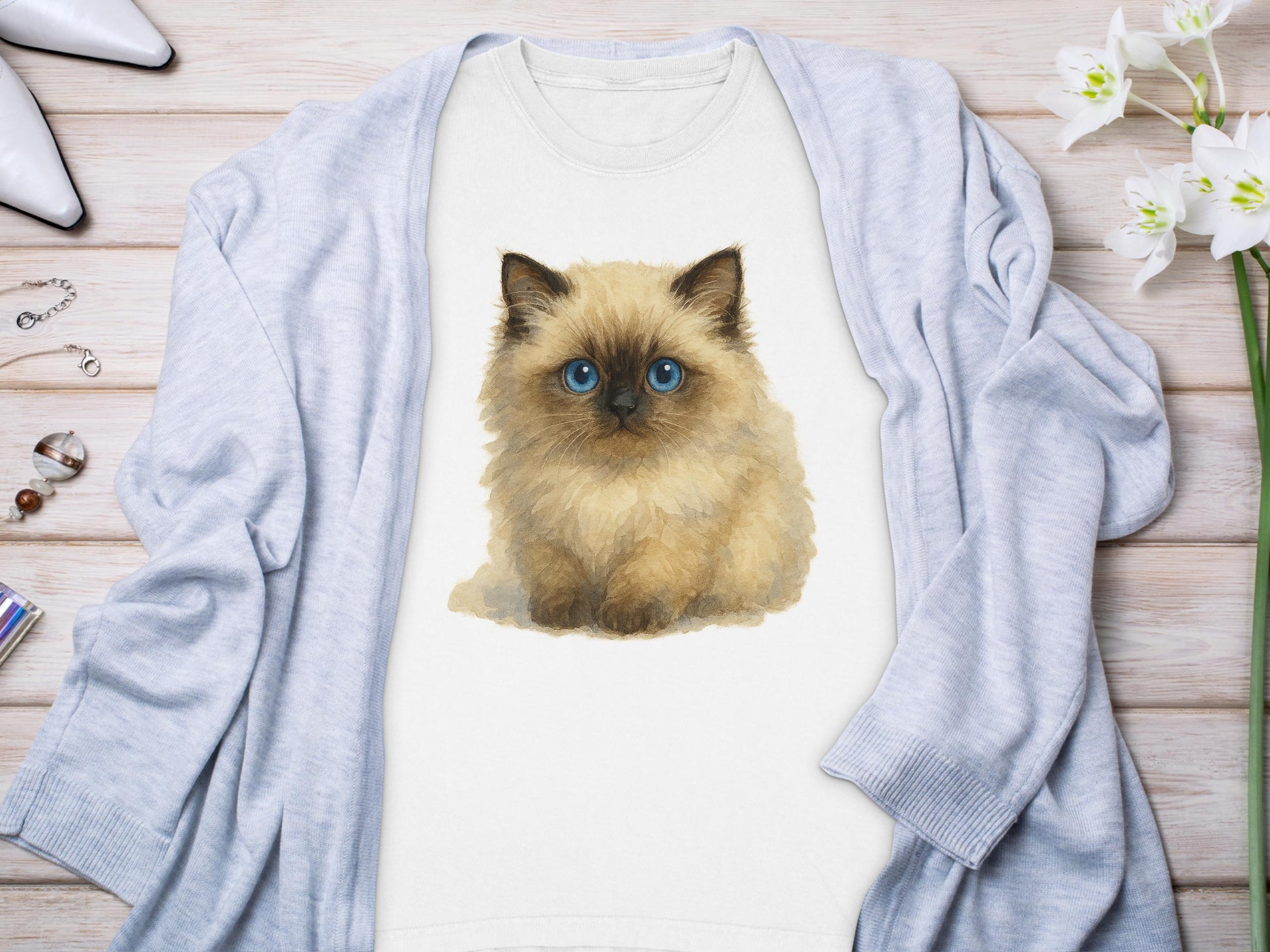 Cute Fluffy Kitten Print on Comfortable Shirt product